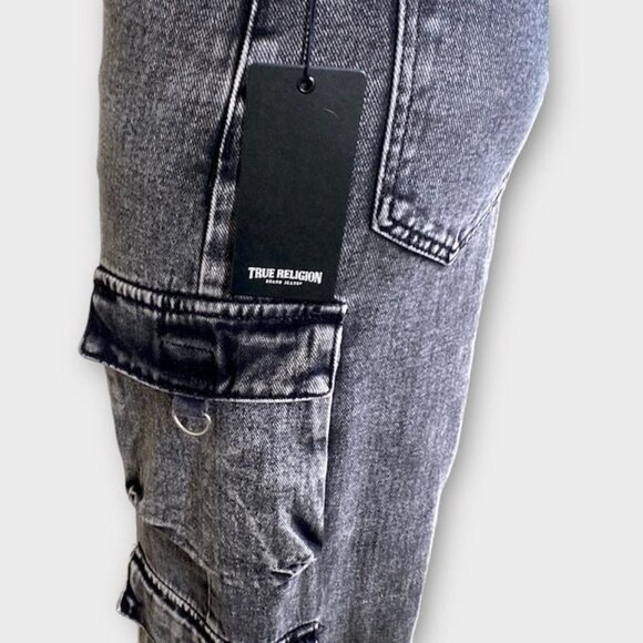 NWT True Religion Vintage Cargo Midi Slit Skirt Vintage Charcoal, Size 26 - Picture 9 of 12